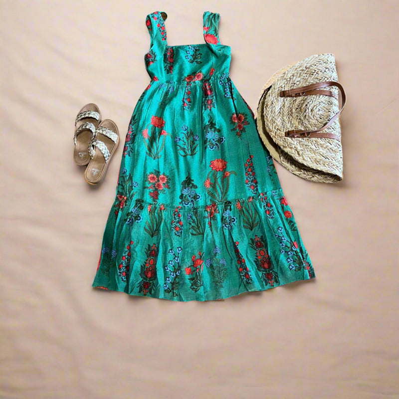 THML Green Tiered Flower Print Dress Von Lucy Mobile Boutique THML Green Tiered Flower Print Dress Von Lucy Mobile Boutique