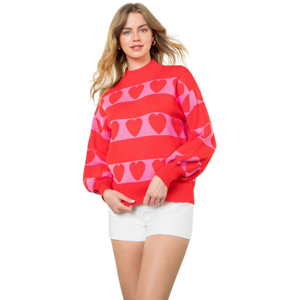 THML Red and Pink Heart Sweater