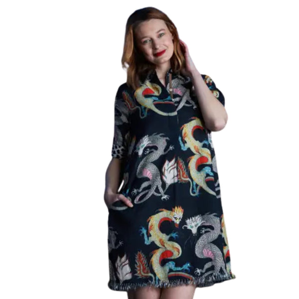 Dizzy Lizzie Black Chatham Dress Dragons