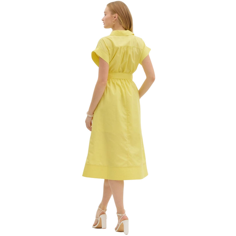 yellow midi dress with buttons Cafe Au Lait Pearled Dress Butter Yellow