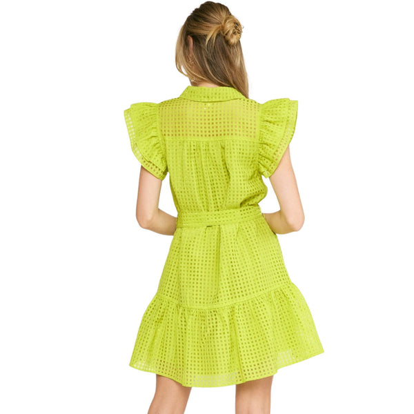 Chartreuse Button up Dress
